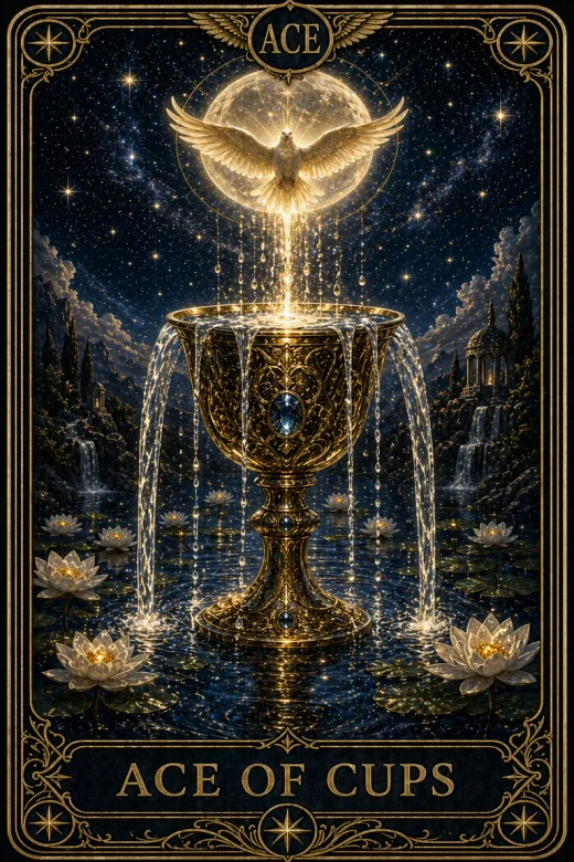 클래식 타로 데크의 Ace of Cups 카드 미리보기