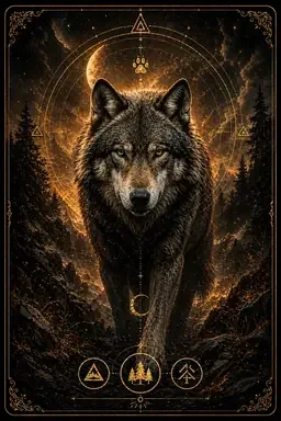Wolf card preview from the Guiding Animals deck